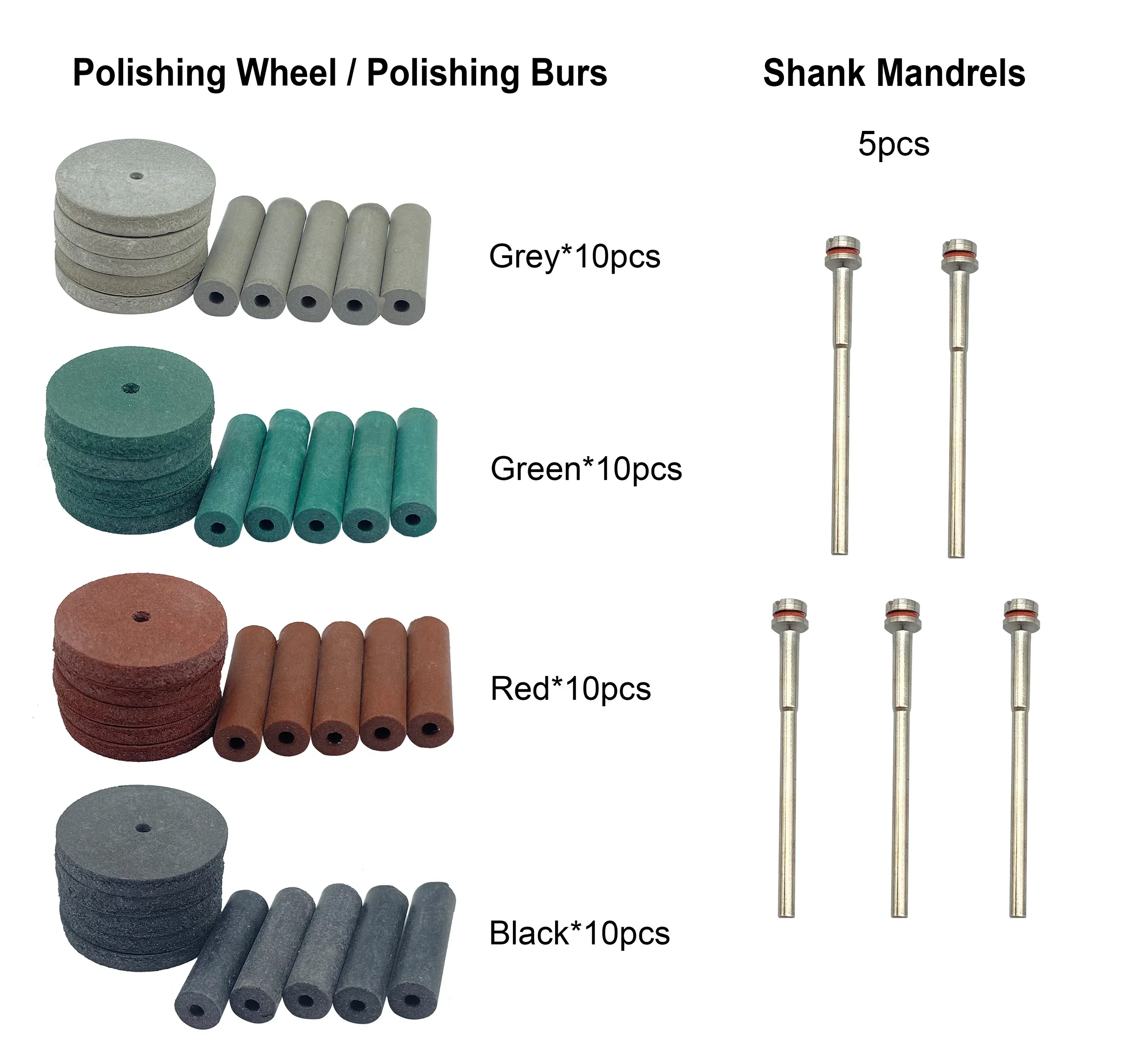 Dental Polishing Wheels Kit Lab Beauty Silicone Rubber Polishing Wheel 5 Mandrel Shank for Hand Pieces Rotary Tools