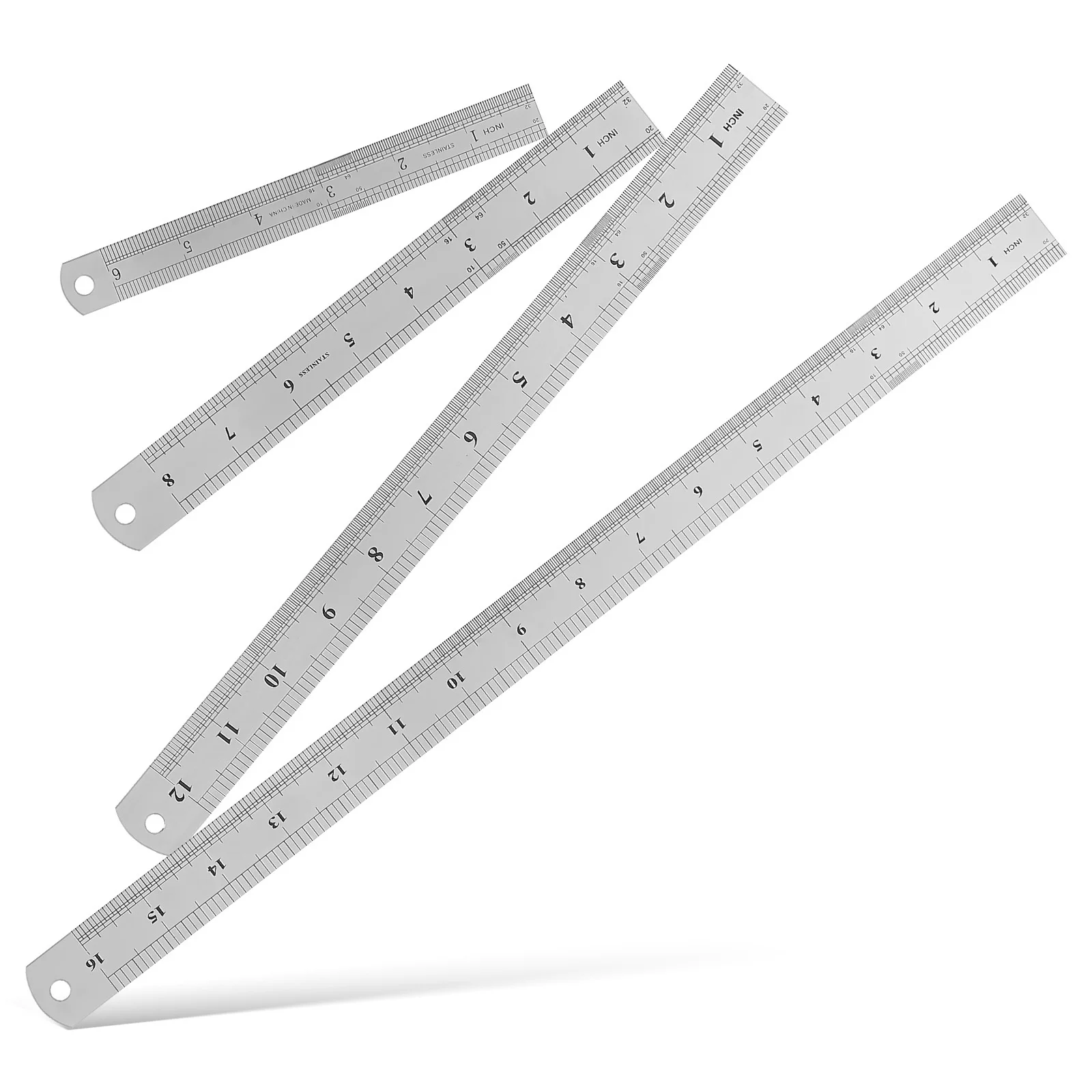 

4Pcs Stainless Steel Rulers Double-Sided Scale Metal Precision Measuring Tools for Office School Engineering Metal Ruler