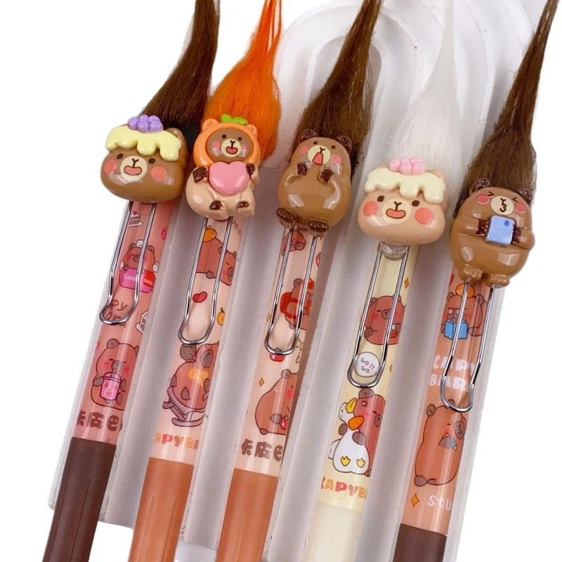 36pcs/lot Kawaii Capybara Press Gel Pen Cute 0.5mm Black Ink Signature Pens Promotional Gift Office School Supplies