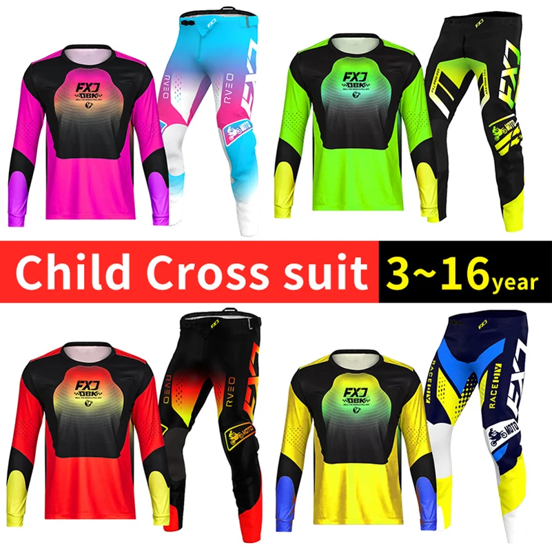 2026 new kid Motocross Jersey Pant Kits pink Enduro Mens Women's girl cross Off-road Youth child boy MX MTB name number black