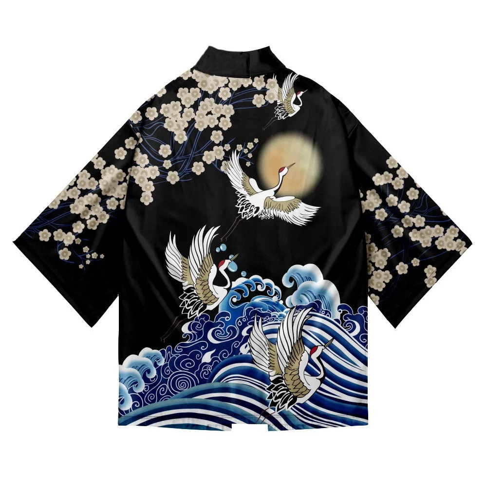 قميص تنكري على الطراز الياباني مطبوع ثلاثي الأبعاد للرجال والنساء كيمونو الساموراي التقليدي هاوري يوكاتا الشاطئ الياباني #6