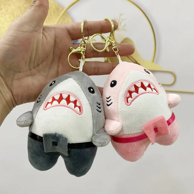 15cm Cute Simulation Shark Plush Pendant Toys Soft Cartoon Whale Stuffed Doll Backpack Keychain Bag Pendant Kids Birthday Gifts