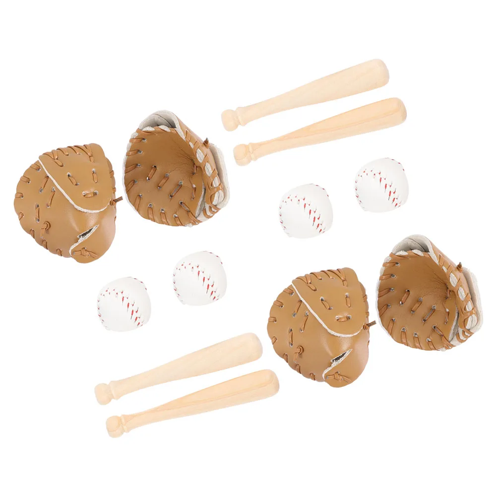 

House Baseball Mini Toys Khaki Sports Equipment Child Pretend Play Mini House Supply Decorative Reliable Miniature Softball