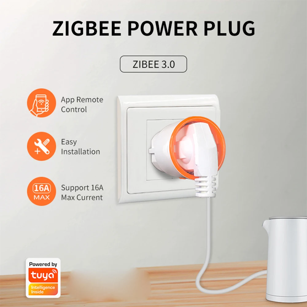 Tuya Smart Zigbee 3,0 Netzstecker 16A EU Steckdose 3680W Meter Fernbedienung Arbeit Mit Alexa Und Tuya Hub – Detail 2