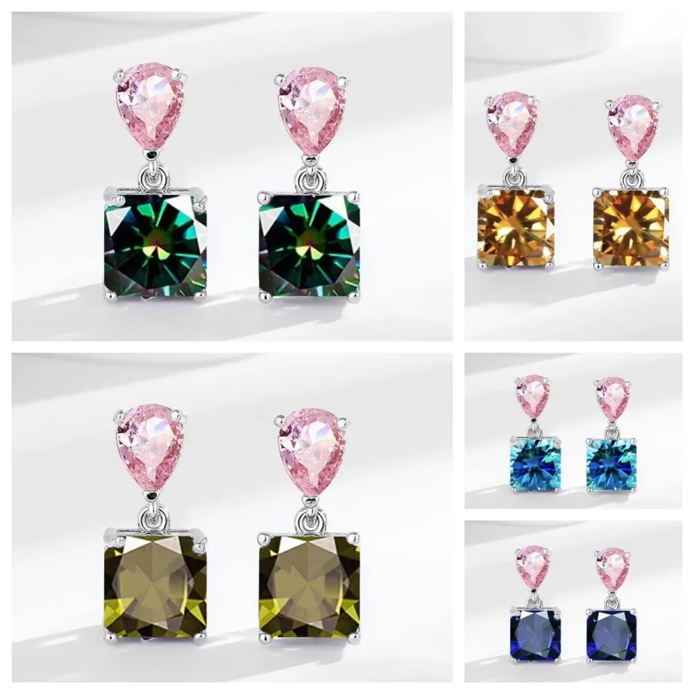 Exquisite 925 sterling silver colorful gemstone earrings, for ladies. With fringed design. Versatile and elegant earrings.