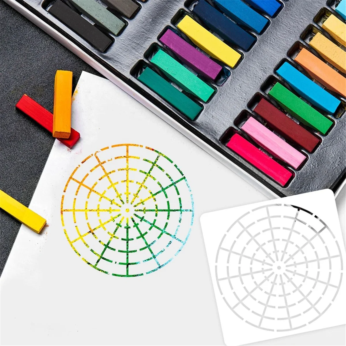 Juego de plantillas de herramientas de pintura de puntos de Mandala de 15 piezas, plantilla de plantilla de Mandala reutilizable para pintura DIY de lienzo de madera de roca