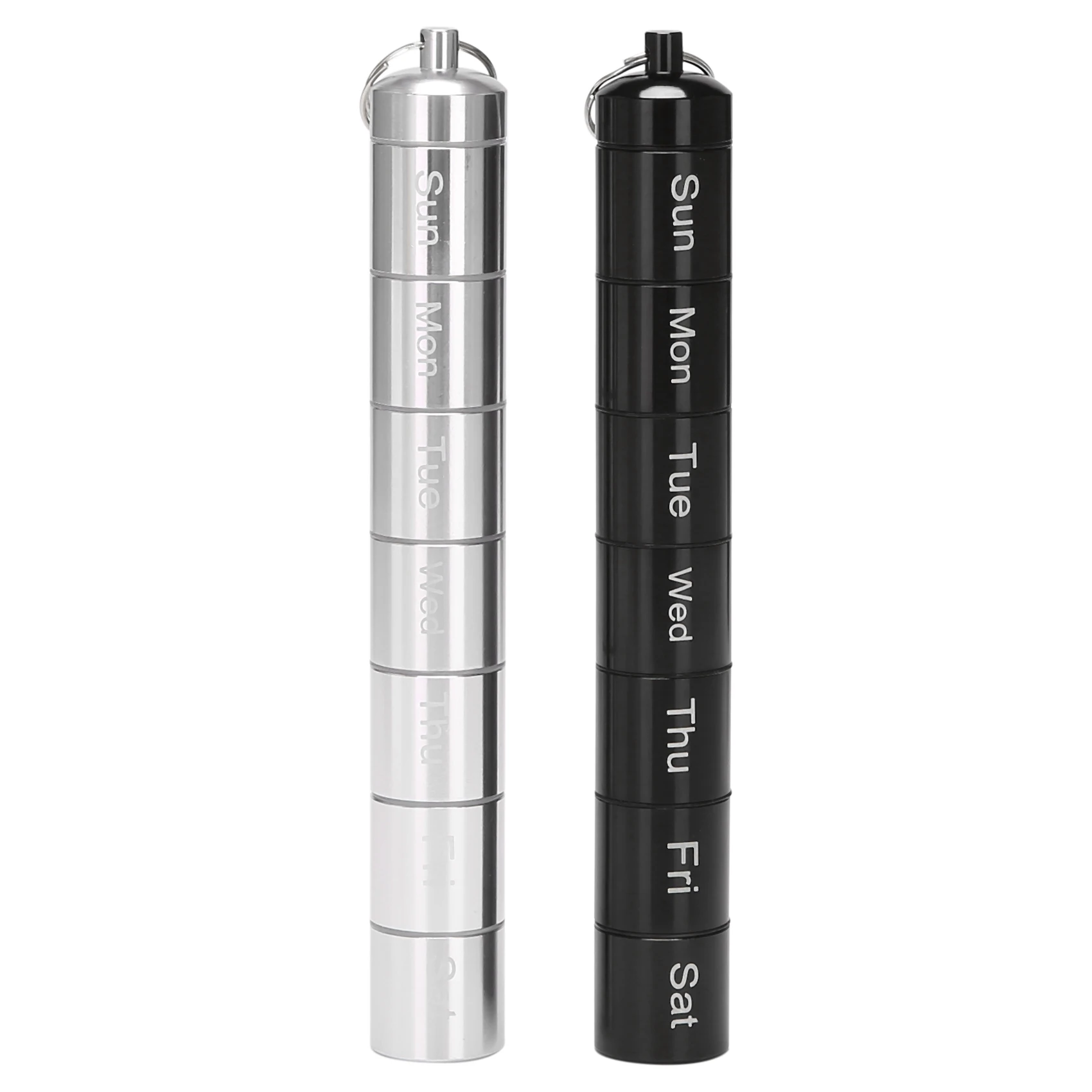 منظم صندوق حبوب الدواء المعدني، منظم حبوب الدواء لمدة 7 أيام، علبة دواء لحامل حبوب المفاتيح في حالات الطوارئ المقاومة للماء قطعتان