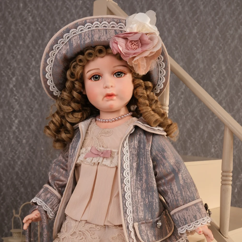 Cloveray 26 بوصة كبيرة الحجم الأصلي الفيكتوري نمط الخزف دمية الرجعية السيراميك القماش الجسم الخزف دمية تحصيل الفن هدية