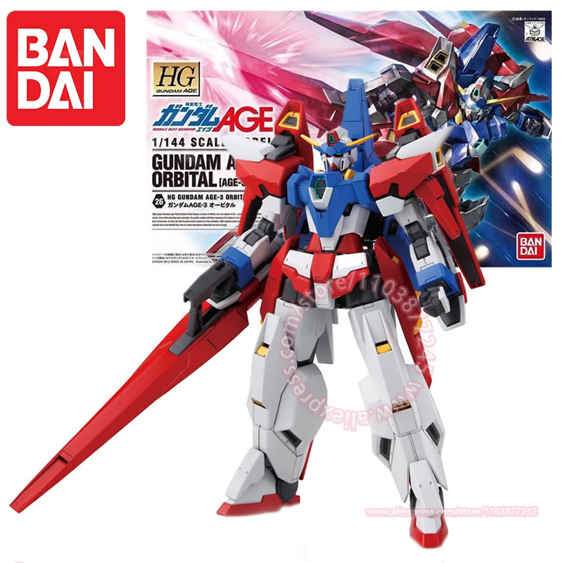 BANDAI GUNDAM AGE-3 ORBITAL HG AGE 26 1/144 Rail-type Trendy Figure Childrens Toy Movable Doll Assembly Model Desktop Decoration