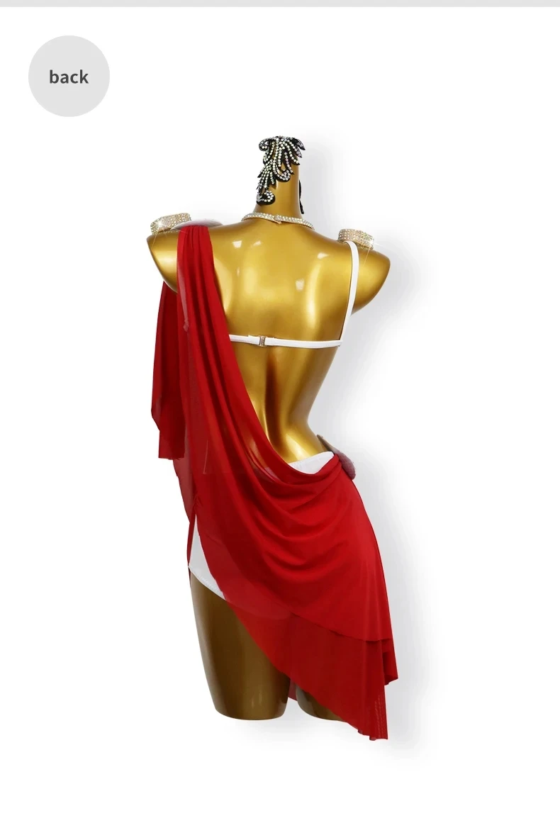 Lateinamerikanisches Tanzkleid, Sport-Party-Kostüm, Mädchen-Cabaret-Anzug, Ballkleid mit Fransen, elegante Damen-Wettbewerbskleidung, sexy Abendkleidung – Detail 10