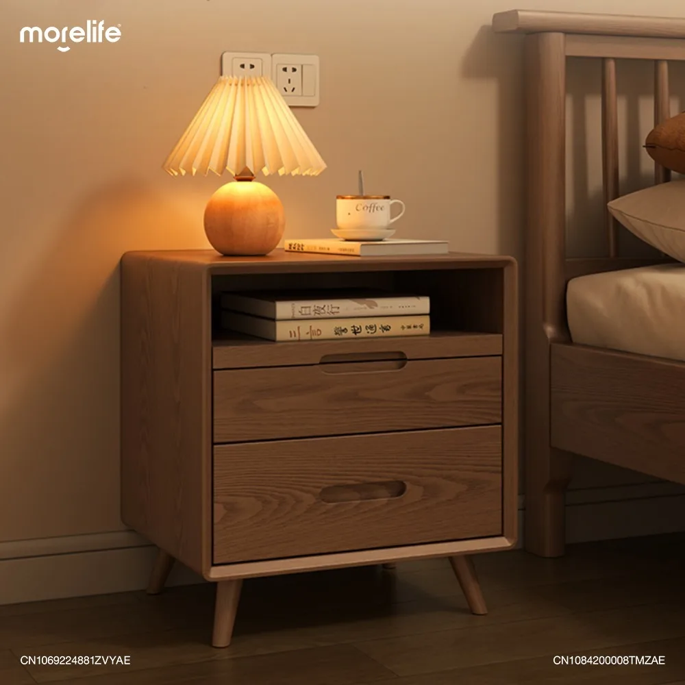 

Solid Wood Nightstands Bedside Table Simple Modern Simple Storage Cabinet Bedrooms Small Luxurious High-end Shelf Furniture K01