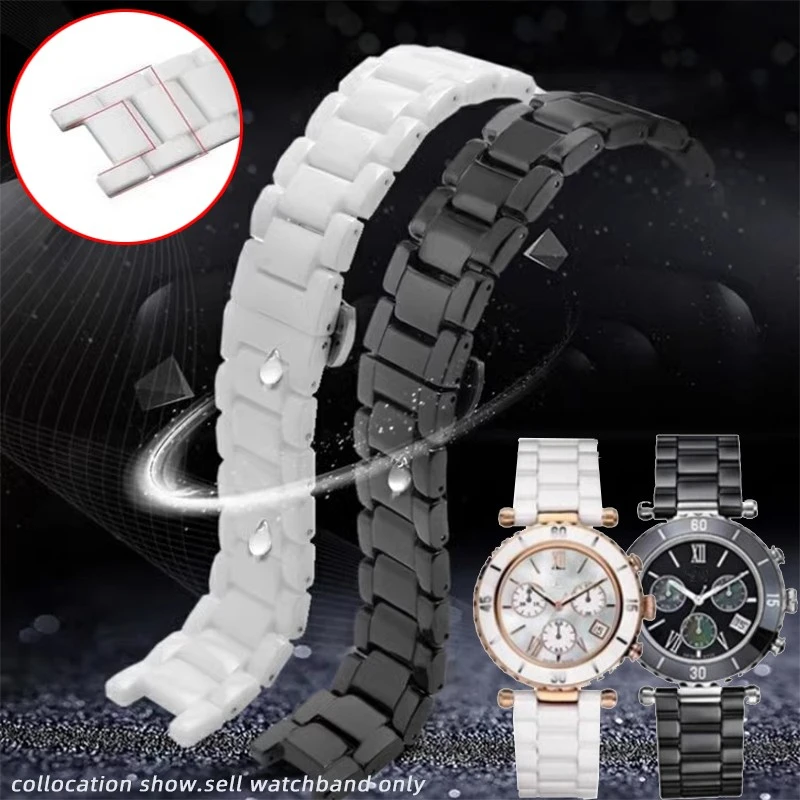 High quality White black ceramic watchband For Omega GC G-ucci notch watch strap Men Women bracelet 20*11mm 18*10mm 16*8m