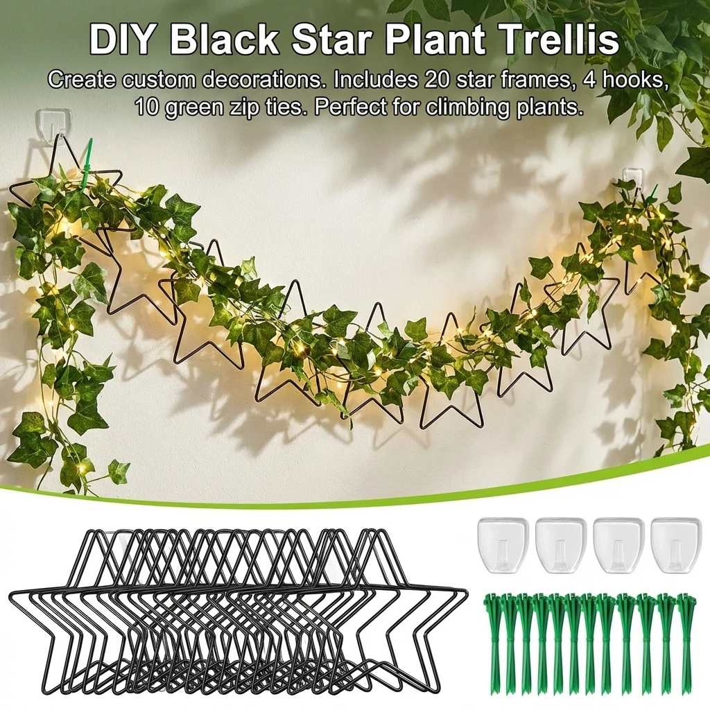 

20pcs Iron Star Shaped Plant Climbing Trellis Frame Garden Stake Stand Climbing Rack Garden Plant Cages & Supports