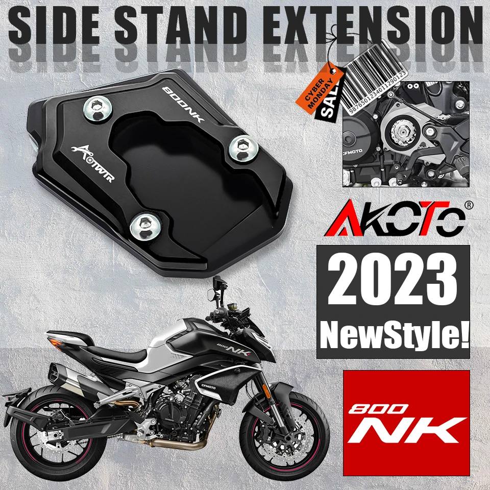 

NEW For CFMOTO 800NK NK800 2023- Motorcycle CNC Accessories Side Stand Enlarger Plate Kickstand Extension Foot Shelf Support