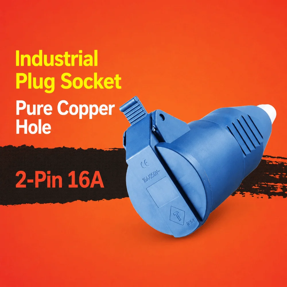2 Pin 16A Industrial Connector Single Phase IP44 Grade AC Power Socket Weather Proof EU Spec Shell Waterproof Fitting