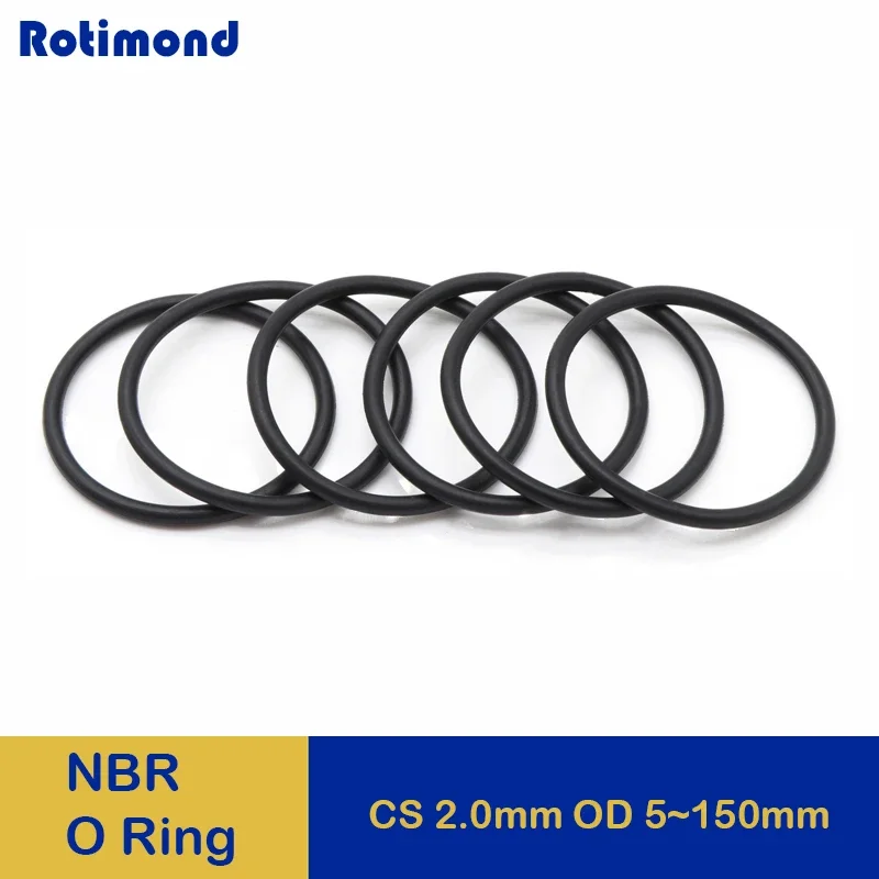 10/50Pcs Black NBR O Ring Gasket Thickness CS 2mm OD 5~150mm Nitrile Rubber O Type ring Corrosion Oil Resist Sealing Washer