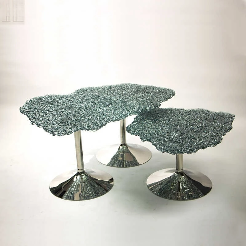 

Creative polycarbonate coffee table villa model room coffee table art light luxury crystal combination coffee table