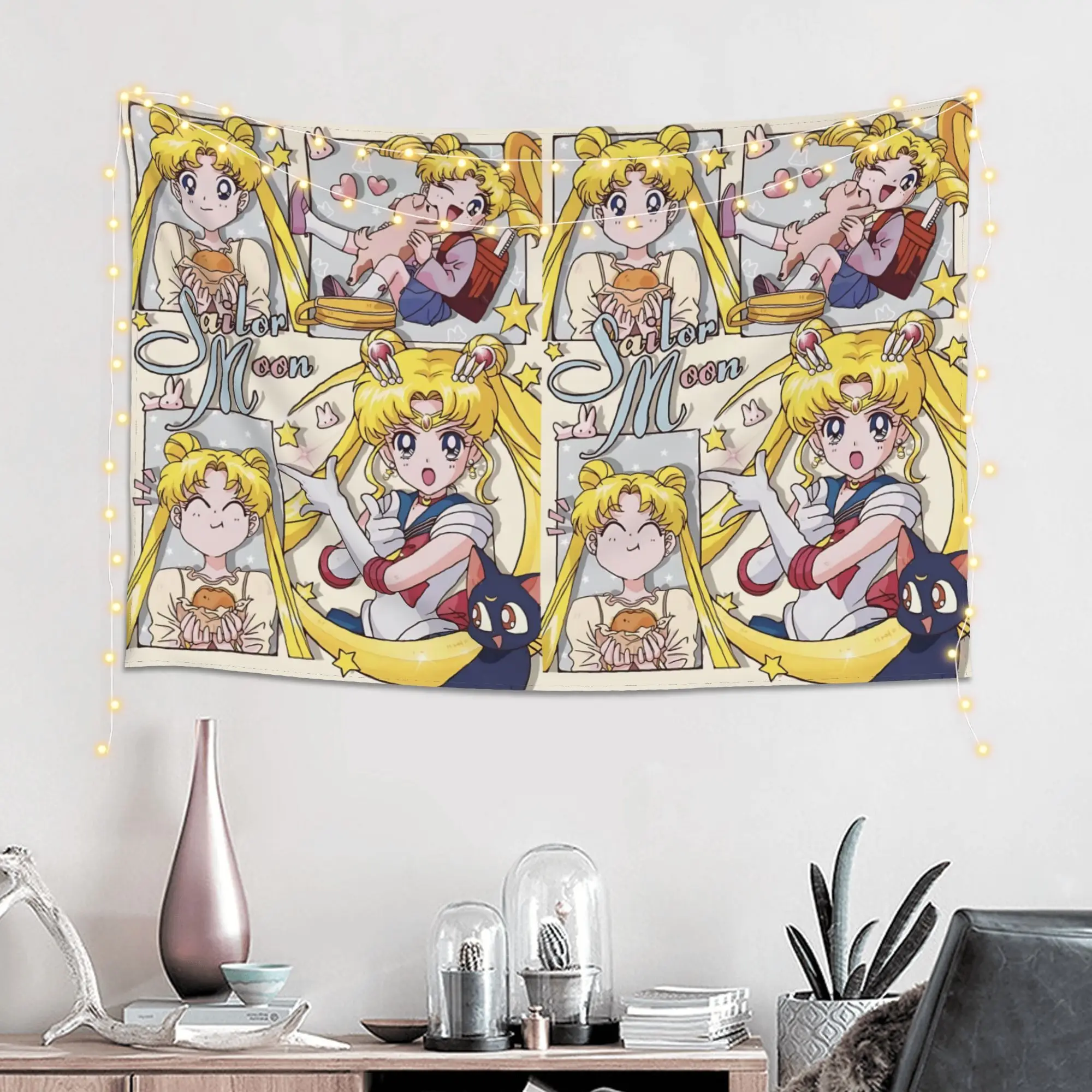 Cutecore Sailor Moons Tapestry Bedroom Decoration  Wall Hanging Blanket Tapestry Cool Stuff For Room
