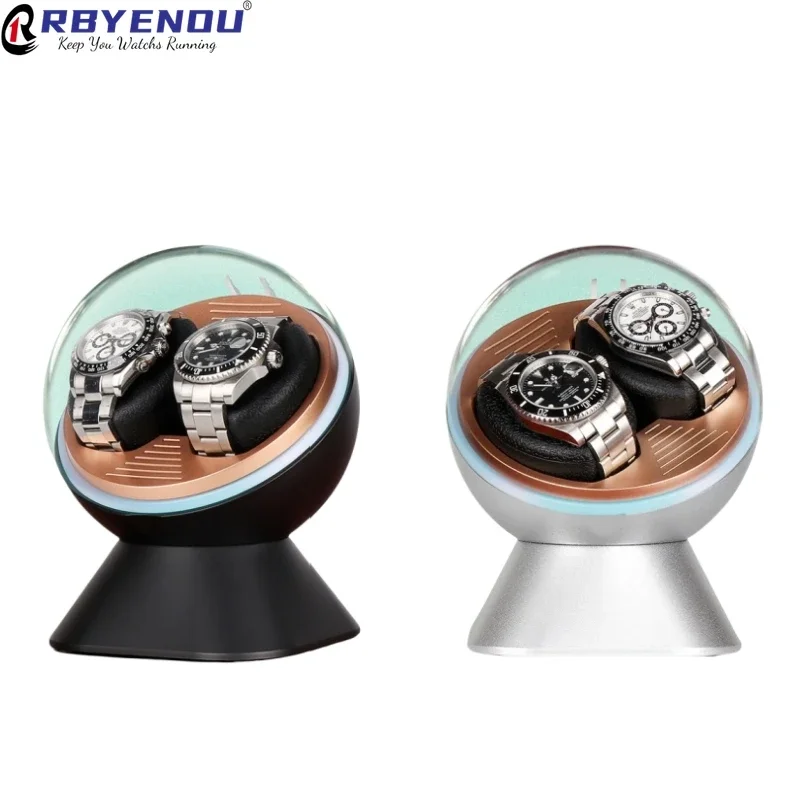 Automatic Watch Winder Mechanical Watches Winding Two Slots Case Rotator Super Quiet Motor Display Watch Box Customized Logo