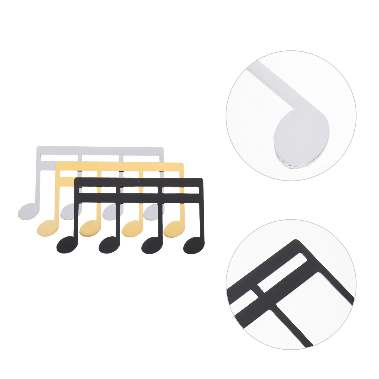 

3 Pcs Note Page Holder Book Clamp Iron Musical Shape Paper Clip Paperclip Clips