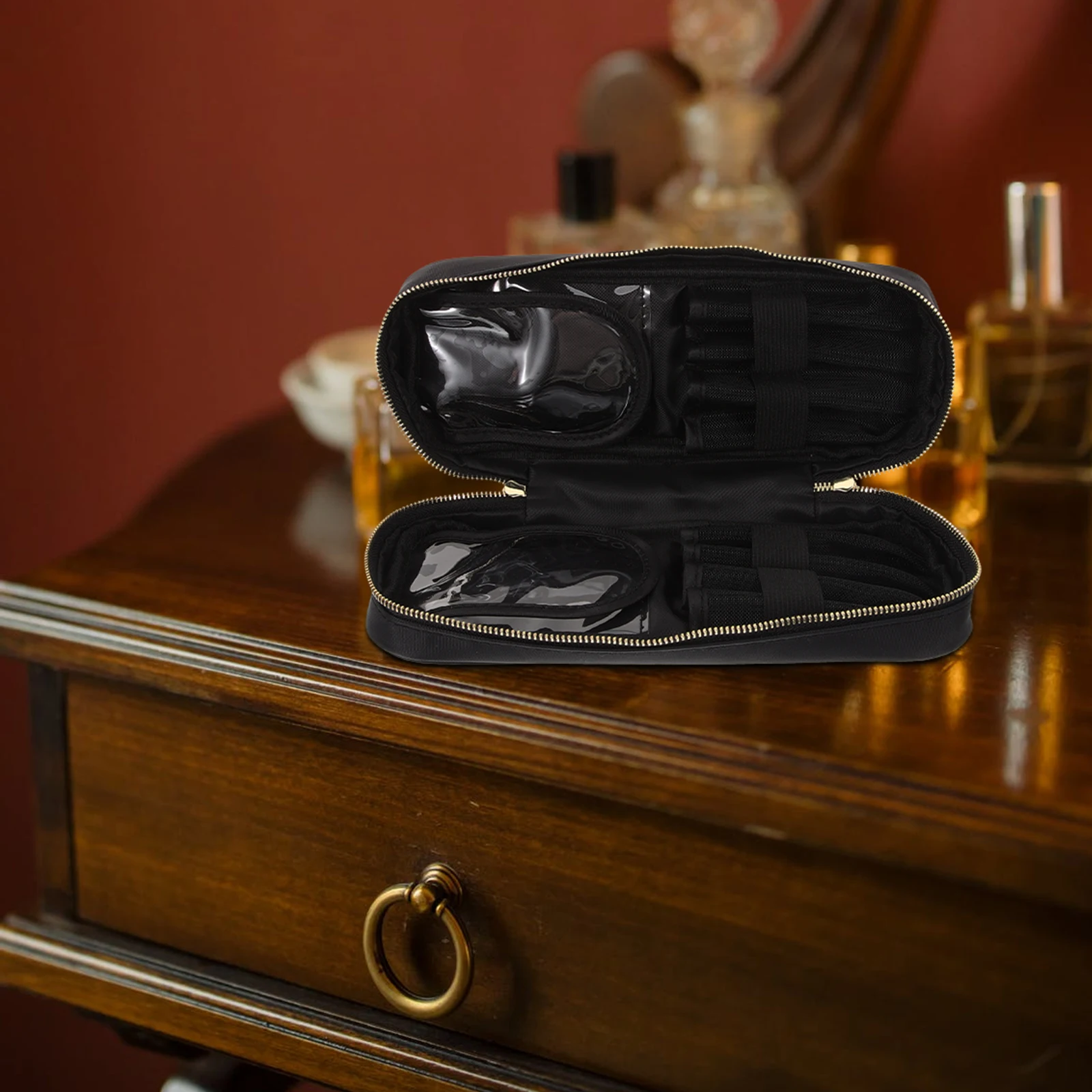 حامل الفرشاة، حقيبة تخزين الفرشاة، صغيرة الحجم، محمولة من قماش أكسفورد، حامل بسحاب، حقيبة تنظيم السفر #6