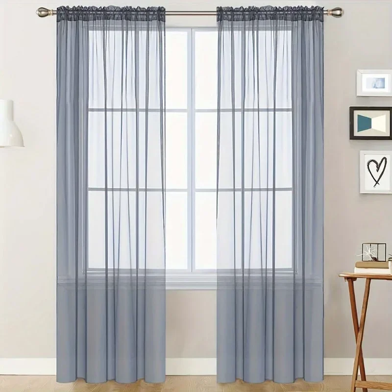 Semi-blackout Muslin Curtains for Living Room 140x260cm Modern Simple Polyester Mesh Curtains Home Window Decoration