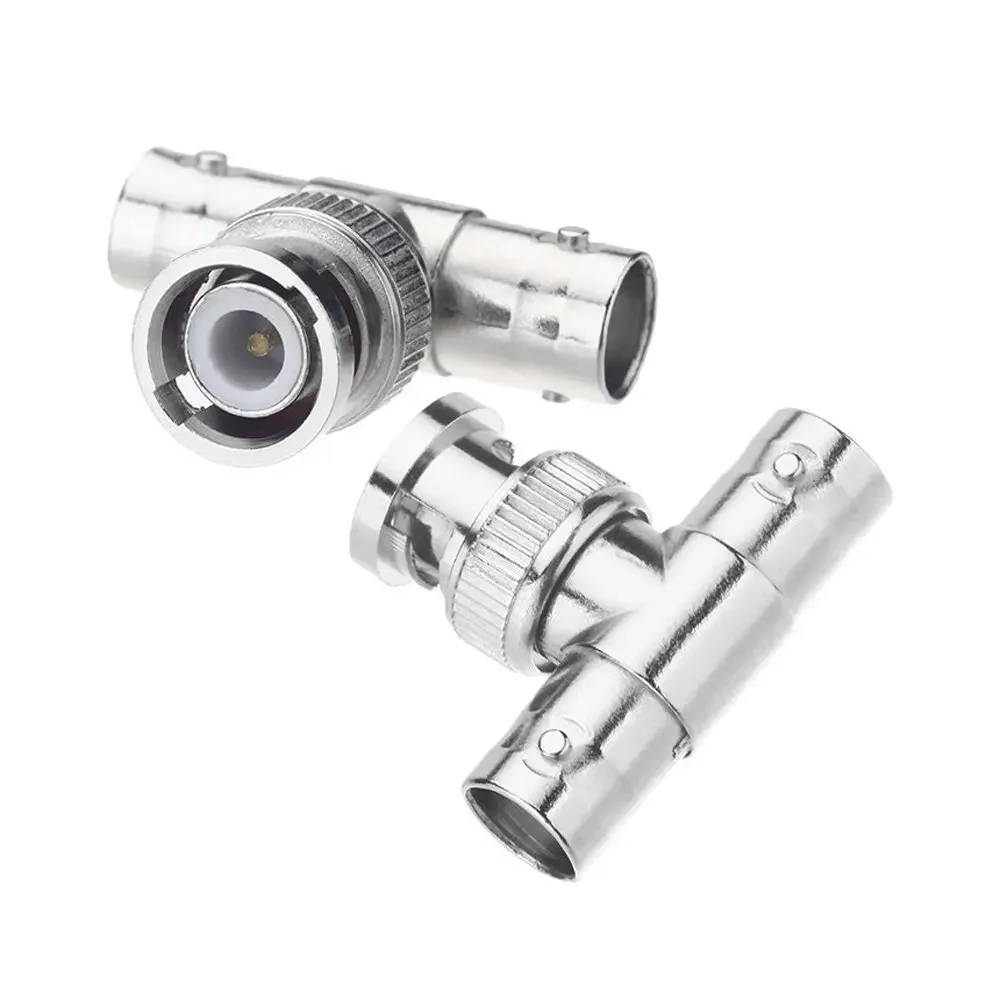 Ângulo direito do conector BNC, CCTV, fêmea da junção 2 1 homem, JR-B28, Rg58, Rg59, Rg6, 10 PCes