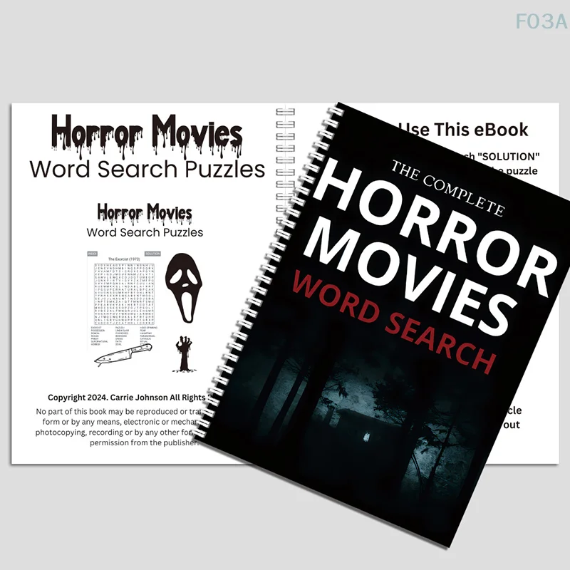 Horror Movies Word Search: Horror Films Puzzle Book Horror Theme Book For Horror Movies Fans Gifts