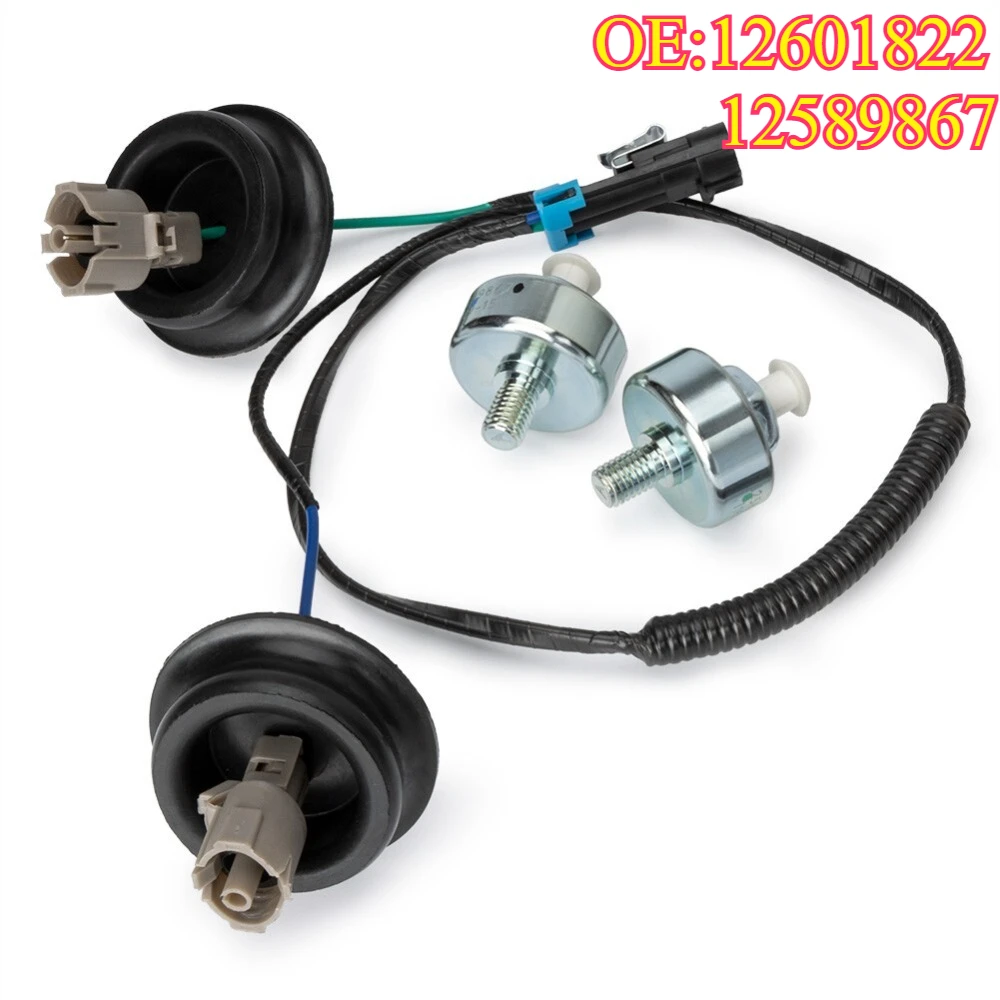 เซ็นเซอร์ตรวจจับการกระแทกคุณภาพสูง ใหม่ สำหรับ 12601822 12589867 พร้อมชุดสายไฟ สำหรับรถเชฟโรเลต จีเอ็มซี 1500 2500 แคดิลแลค ฮัมเมอร์ H2 เครื่องยนต์ 4.8/5.3/6.0 ลิตร