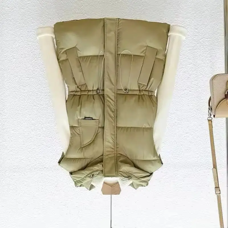 

New Autumn Winter Women Down Cotton Vest Puffer Parkas Coat Casual Pocket Hooded Waistcoat Female Sleeveless Jacket Outerwear