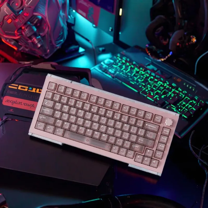 A75 Master Champagne Pink Aluminum Alloy Glass Inlay Mechanical Keyboard-Magnetic QIAN Switch RGB Gaming Keyboard