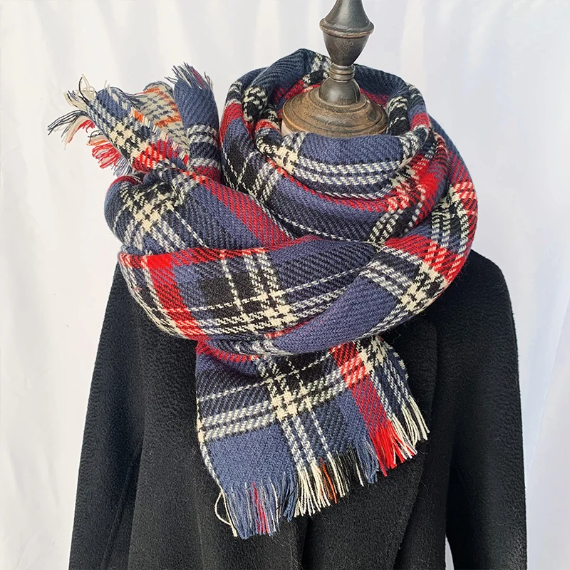 Frauen Schal Plaid gestreift gestrickt weich halten warm 2024 verdicken Neuankömmling Winters chals für Damen Damen Damen r154