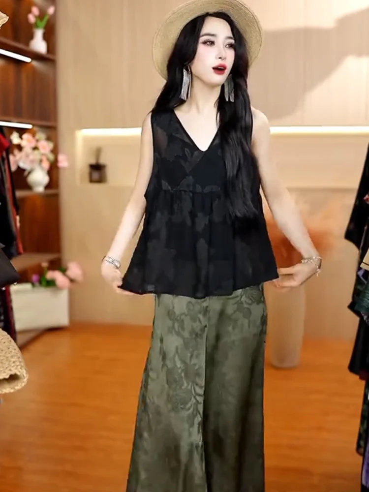 Casual Versatile Simple Faionable Svel Top Women's oulder Bared Vest Summer Design Sense Commute Sle Straight Cut