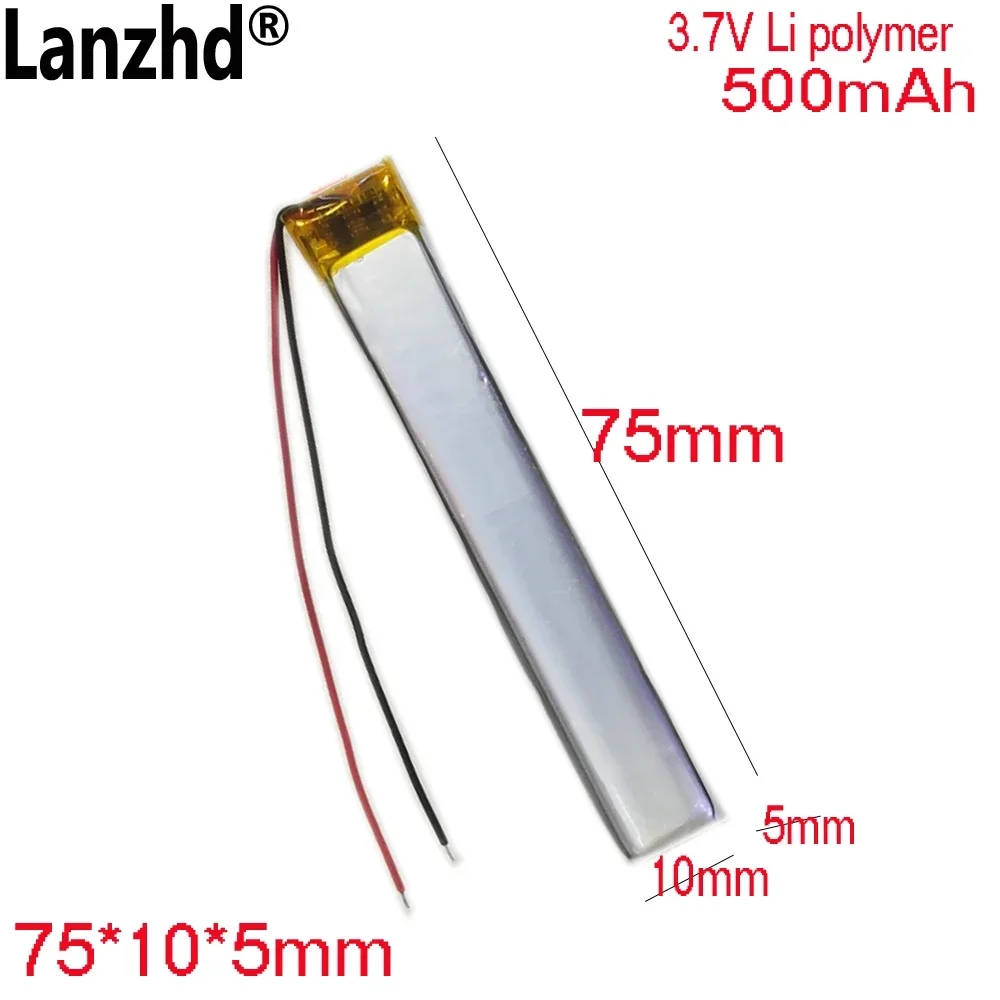 

3.7V lithium battery For VT-8 point reading pen battery 500mAh 501075 General 501080 501090