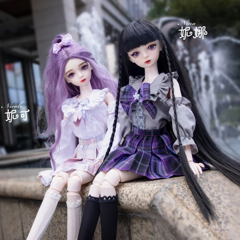 2024 New 1/3 Bjd Dolls Full Set with Makeup and Clothes 60cm Fashion Uniform Girl Student Ball Jointed Doll Toys for Girls