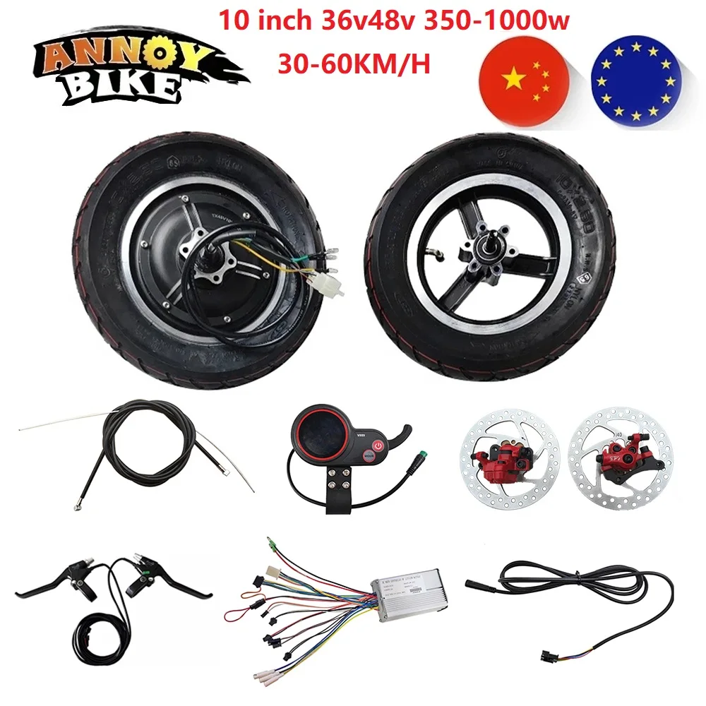 10 Inch Electric Scooter Hub Motor Kit 36V 48V 350W 500W 600W 800W 1000W Ebike Electric Bike Wheel Conversion