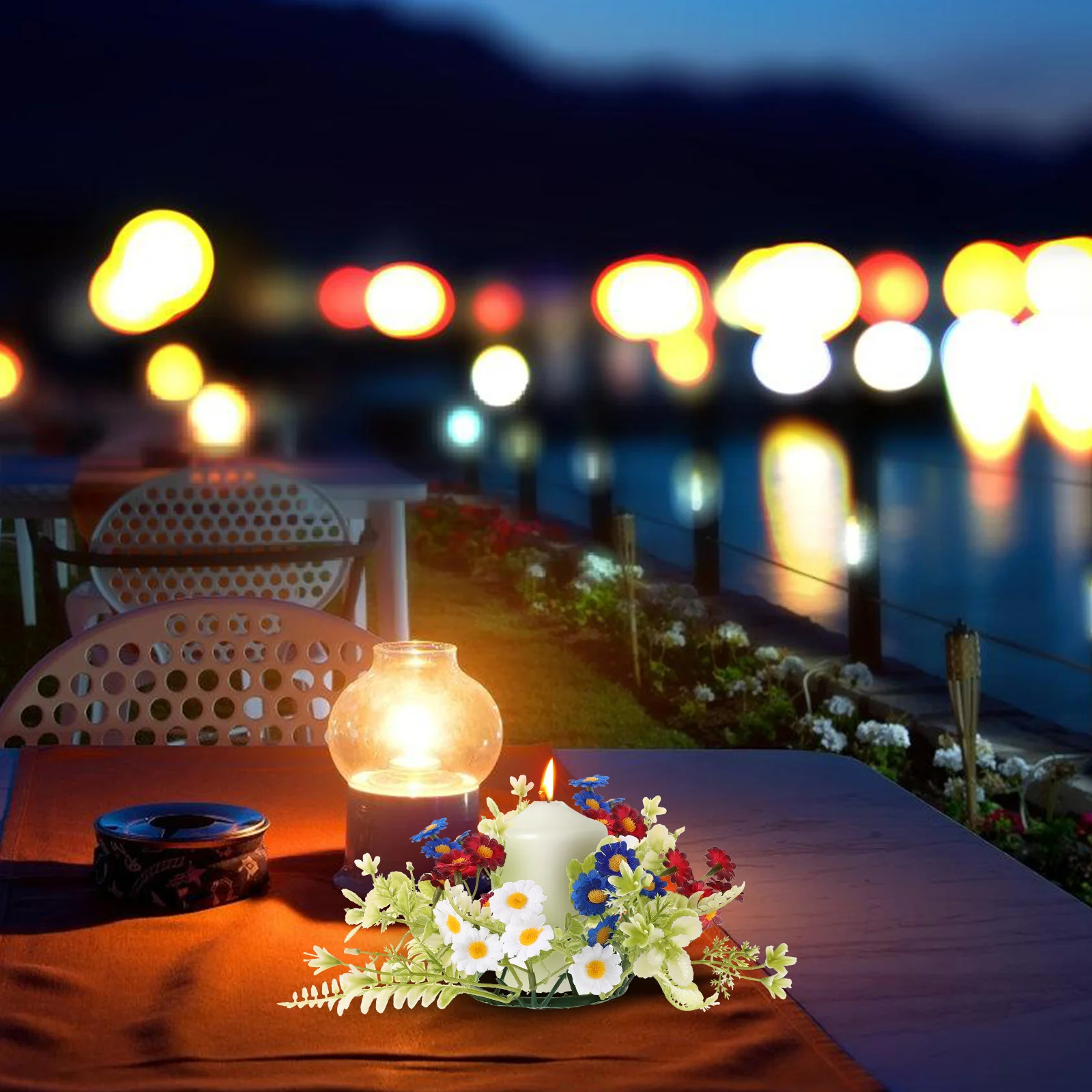 

Artificial Flower Wreath Faux Floral Table Centerpiece Romantic Dining Room Decoration Holiday Party Front Door Decor