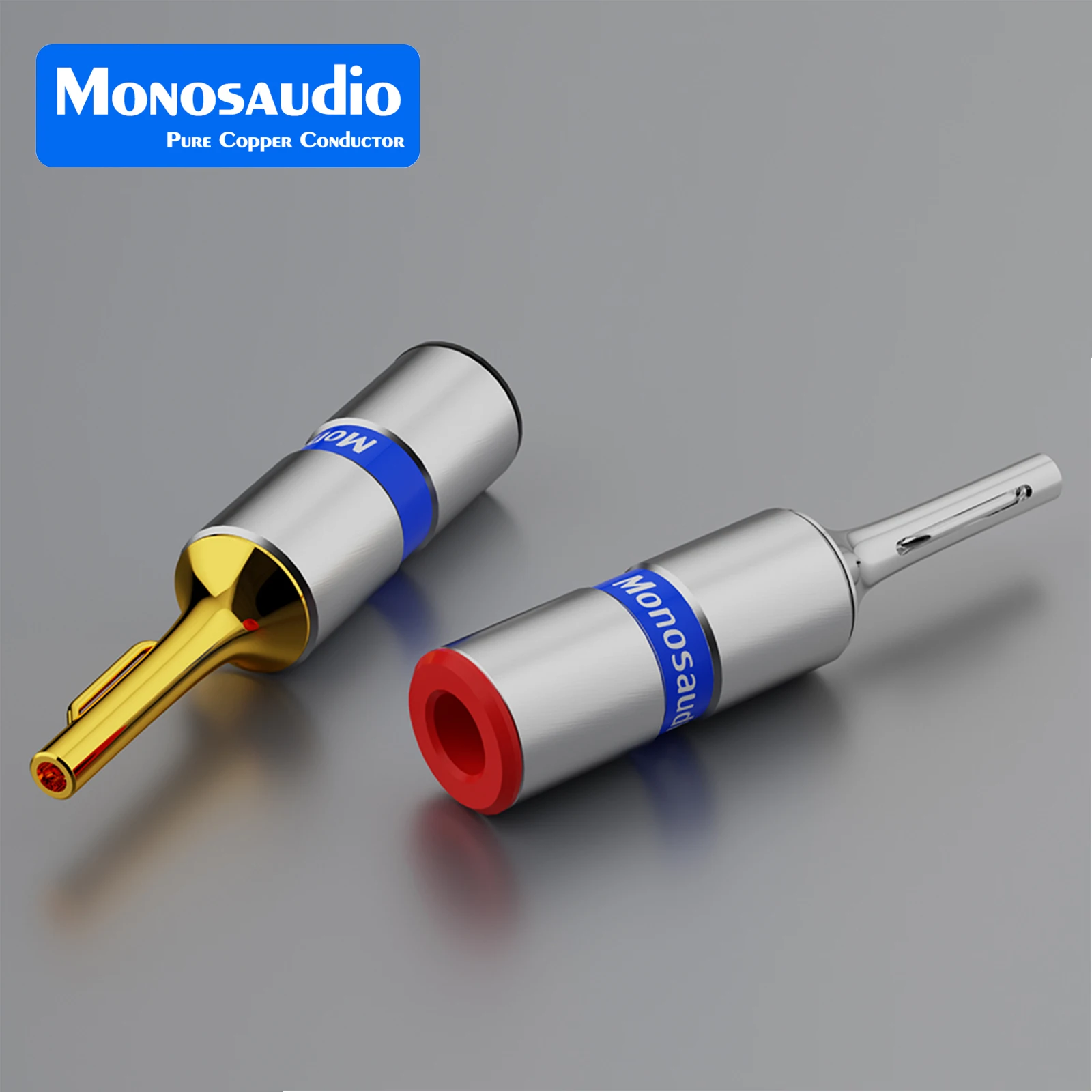 Monosaudio B806R/G Banana Connector Pure Copper Gold Plated/Rhodium Plated Male Banana Connector for Amplifiers, Speakers