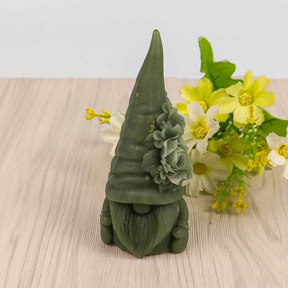 

An Old Man With A Tall Hat Flowers And A Long Beard Candle Mold Silicone 3D Moulds Soap Molds Wedding Birthday Christmas DW0511