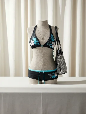 Vintage Flower print Cutie set Bikini 2000s Swimsuit Sexy Women Bathing Fashion Halter Strap Swimwear High Street Beach Female