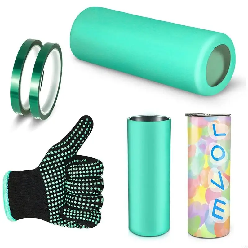 F68D Sublimation Blanks Tumbler Silicone Bands for Straight Cups +Transfer Tape with Heat Resistant Gloves