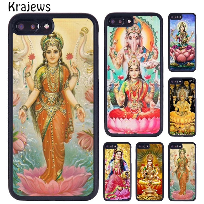 Krajews Lakshmi Hindu Goddess Rubber Phone Case For iPhone 16 15 14 XR XS 11 12 mini 13 Pro MAX Plus cover coque