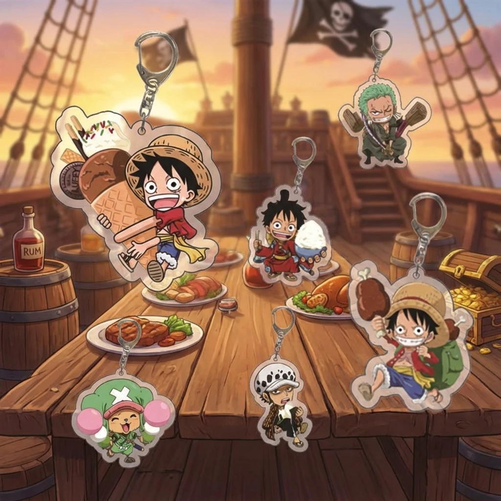 

Anime Accessories One Piece Acrylic Keychain Luffy Zoro Transparent Pendant DIY Double Sided In Stock Fast Shipping Gift For