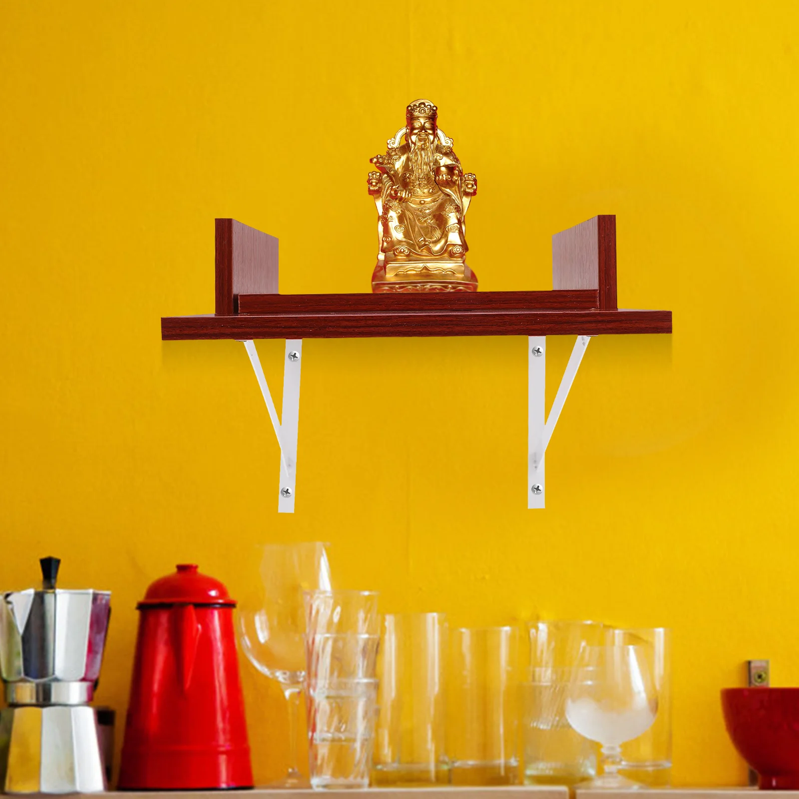 

Wall Mounted Buddha Shelf Natural Wood Floating Stand Tabletop Buddhist Holder Chinese Style Home Decoration Wooden Buddha