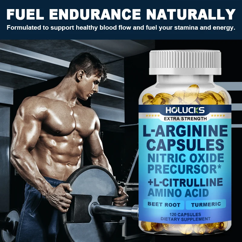L-Arginine Capsules with L-Citrulline - Nitric Oxide Supplement, for Performance, Endurance and Muscle Support, Vegan, Non-GMO
