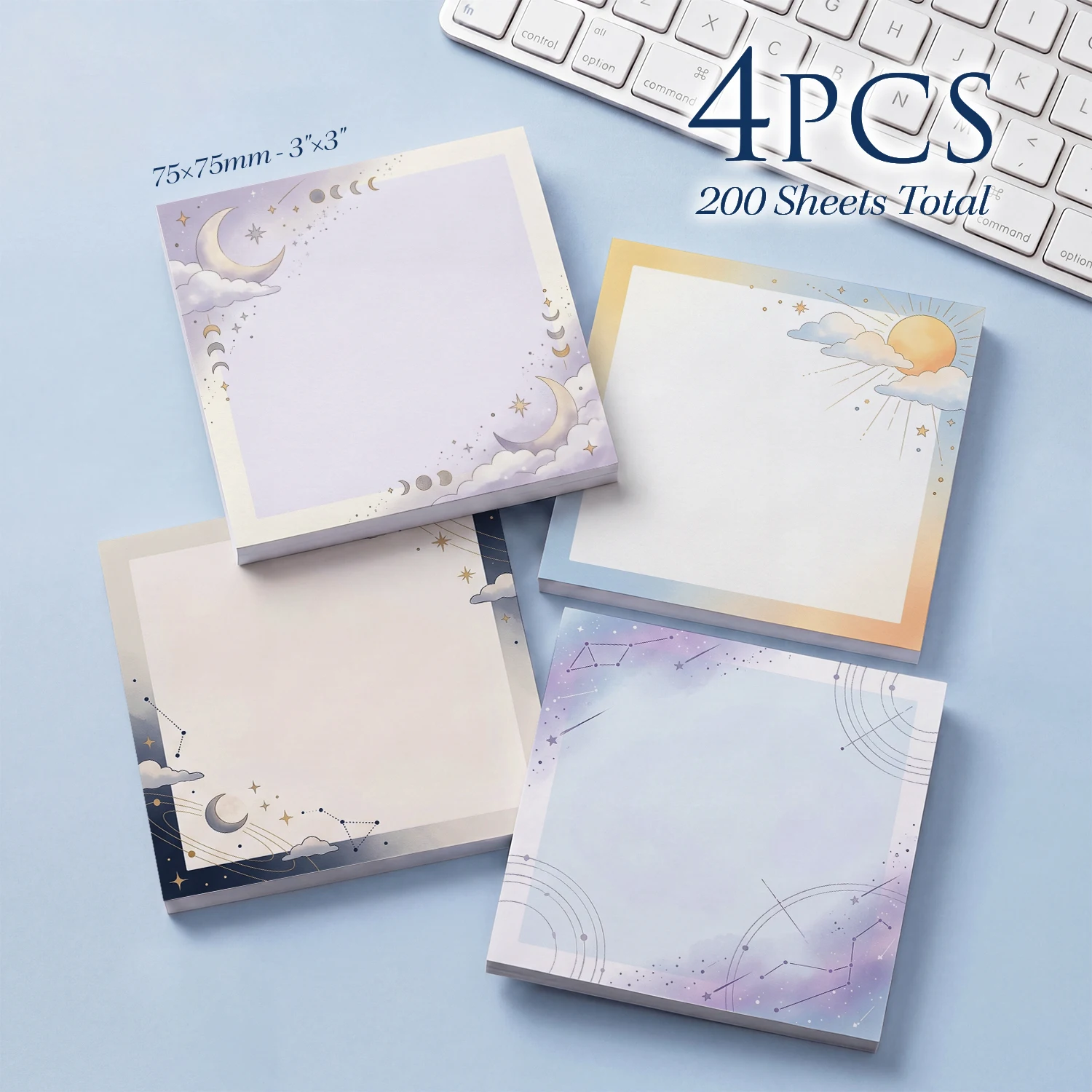 Sticky Note Dispenser - 4pcs Celestial Sticky Notes Set, Sun