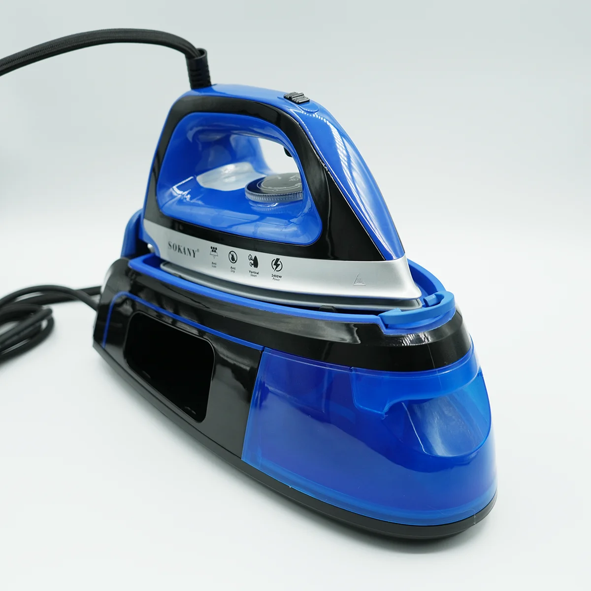 مكواة بخار 2400 وات مع خزان مياه كبير 1.2 لتر - مكواة كهربائية منزلية شديدة التحمل (تدفئة سريعة، مضادة للتنقيط، بخار عمودي) ​