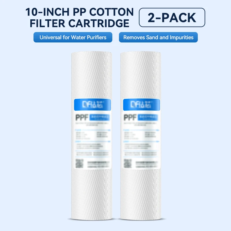 10 بوصة PP القطن 5 ميكرون خرطوشة تصفية المياه الرواسب مادة البولي بروبيلين نظام تنقية المياه 2 قطعة