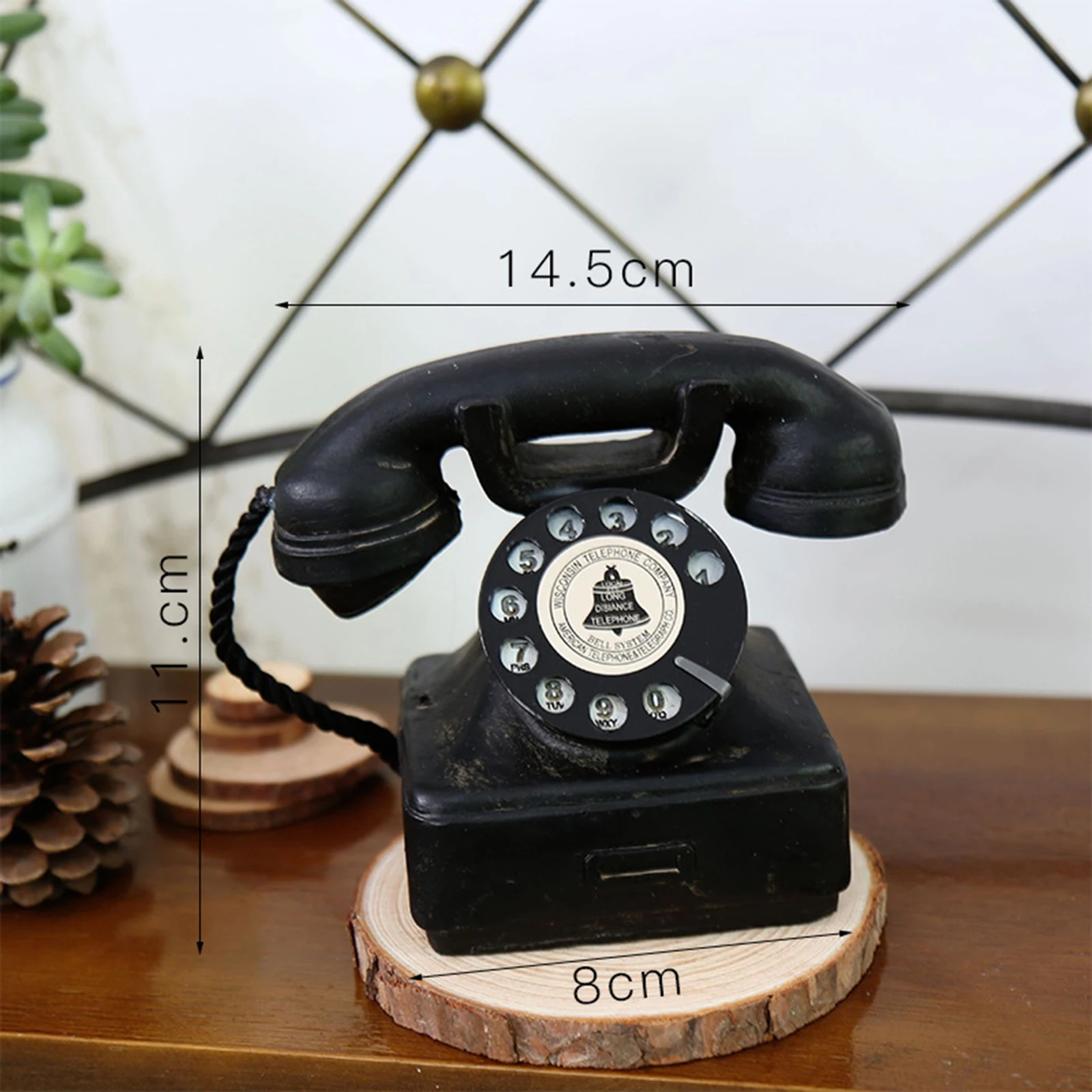 Old Fashion Landline Telephone Model Classic Decorative Wall Decor Vintage Rotary Telephone Statue for Hotel Office Ornament