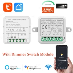 Modulo interruttore dimmer intelligente Tuya Wifi 10A Supporto controllo bidirezionale 1/2 banda dimmerabile compatibile con l'app Alexa Google Home Smartlife